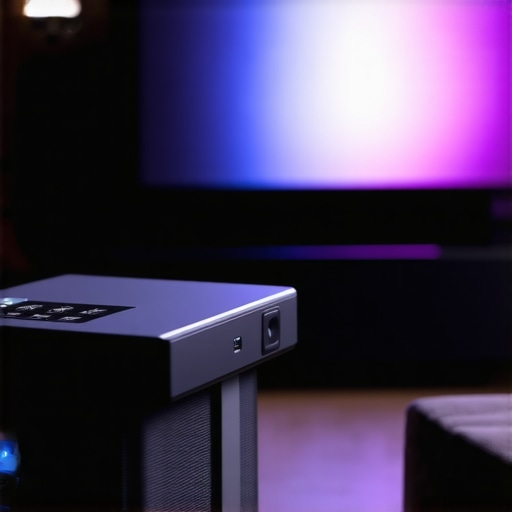 Calibration device being used to fine-tune a home theater projector