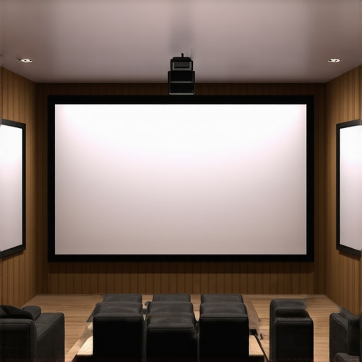 Comparison of different projection screen materials and gain levels in a bright room setting.